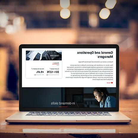laptop open and displaying a webpage about general and operations managers